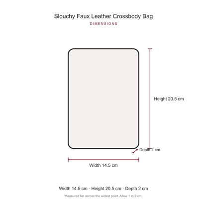 Slouchy Faux Leather Crossbody Bag, dimensions