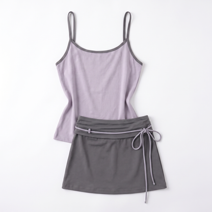 Sunoire mira lavender strappy set garment flatlay 01