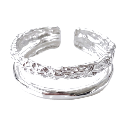 Sunoire silver open finger ring heart elegant beaded irregular stackable simple for women girl jewelry gift dropship wholesale 03 flatlay silver 2 157