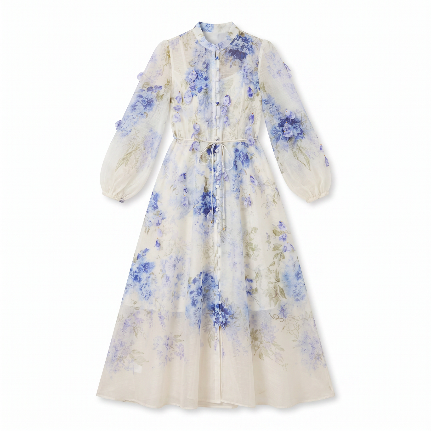 Sunoire moment of beauty blue floral print maxi dress mannequin blue 01