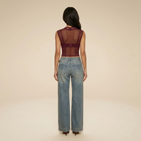 Sunoire morthael lace top in wine back view 01