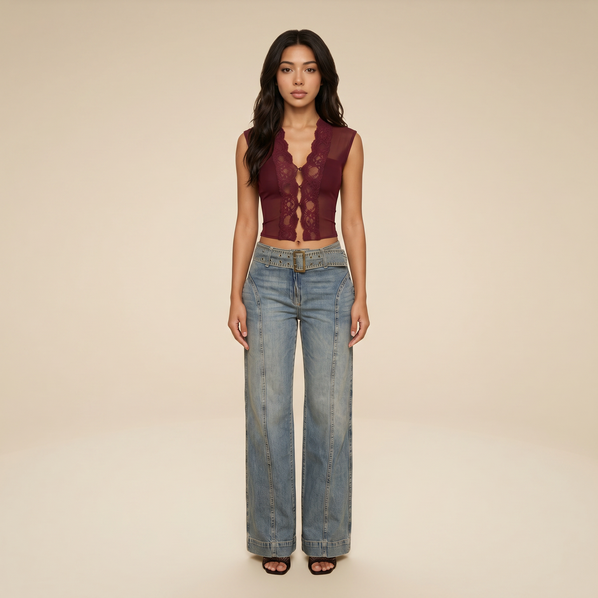 Sunoire morthael lace top in wine front hero 01