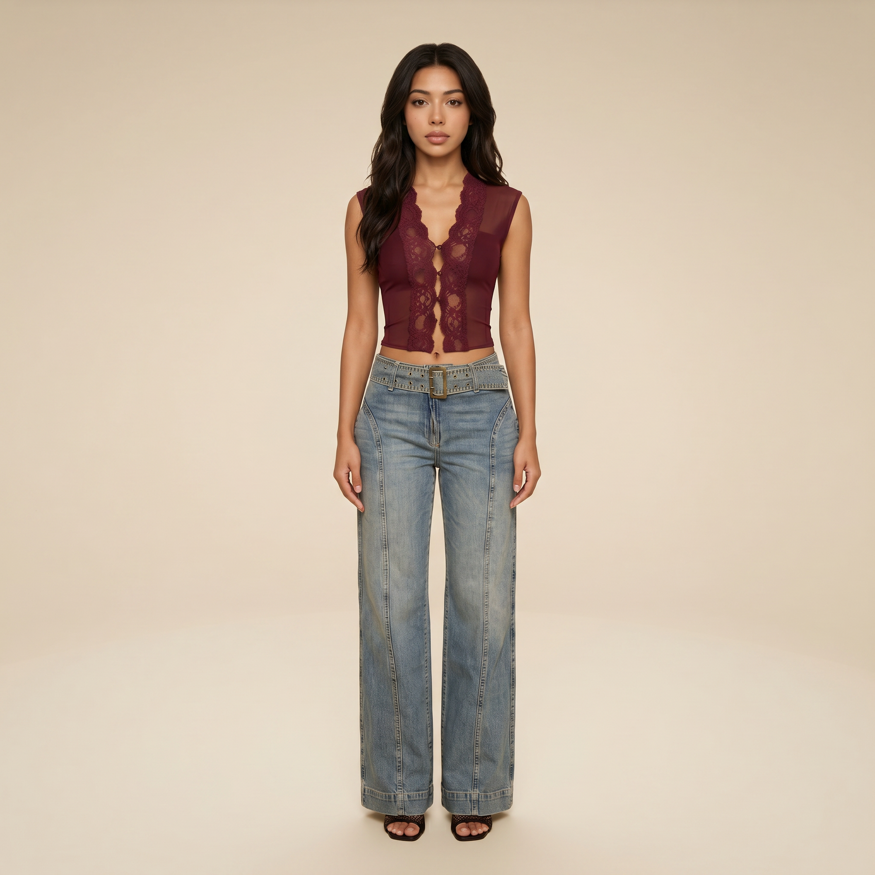 Sunoire morthael lace top in wine front hero 01