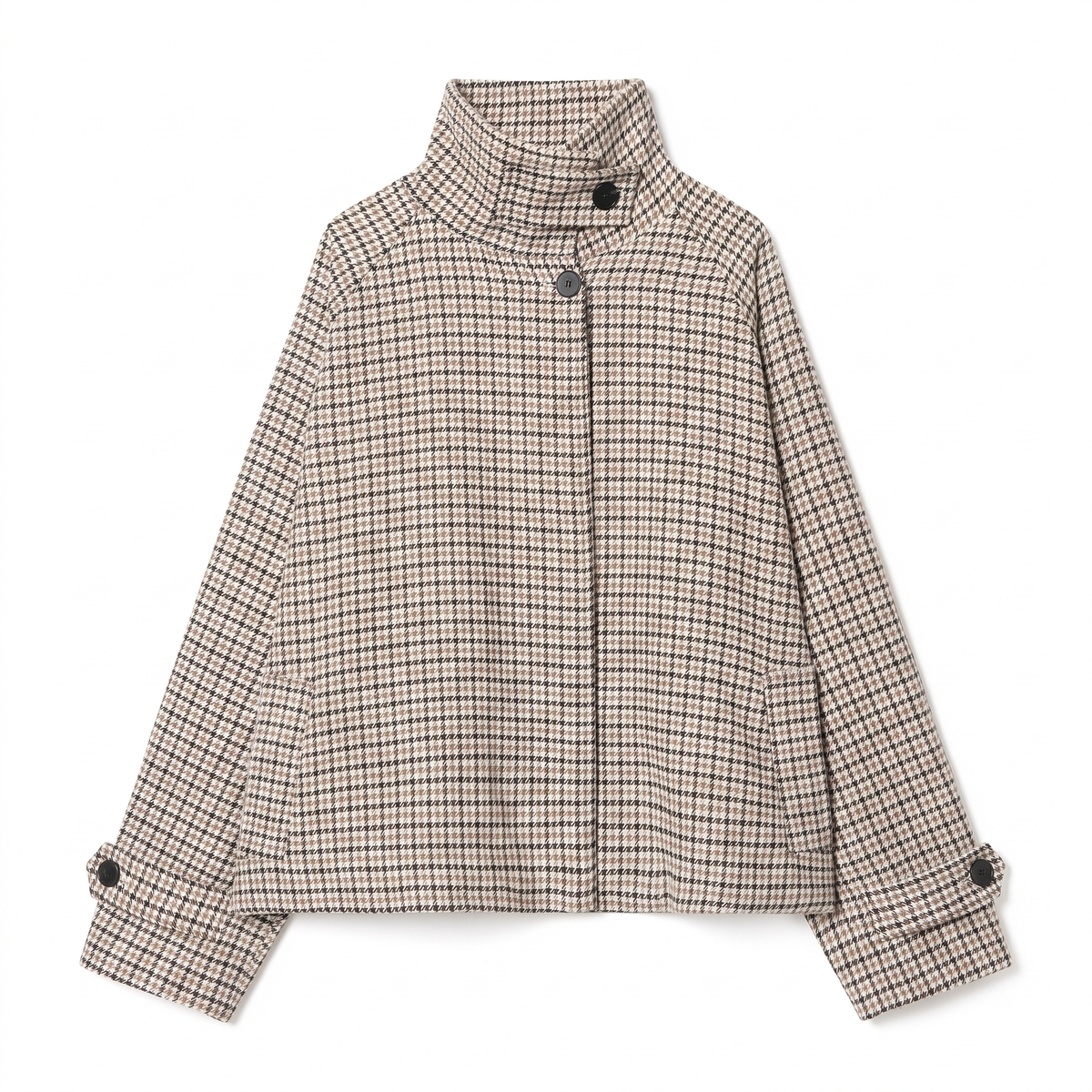 Sunoire myst za women s clothing 2026 spring new arrival stylish elegant simple and versatile houndstooth short jacket garment flatlay 01