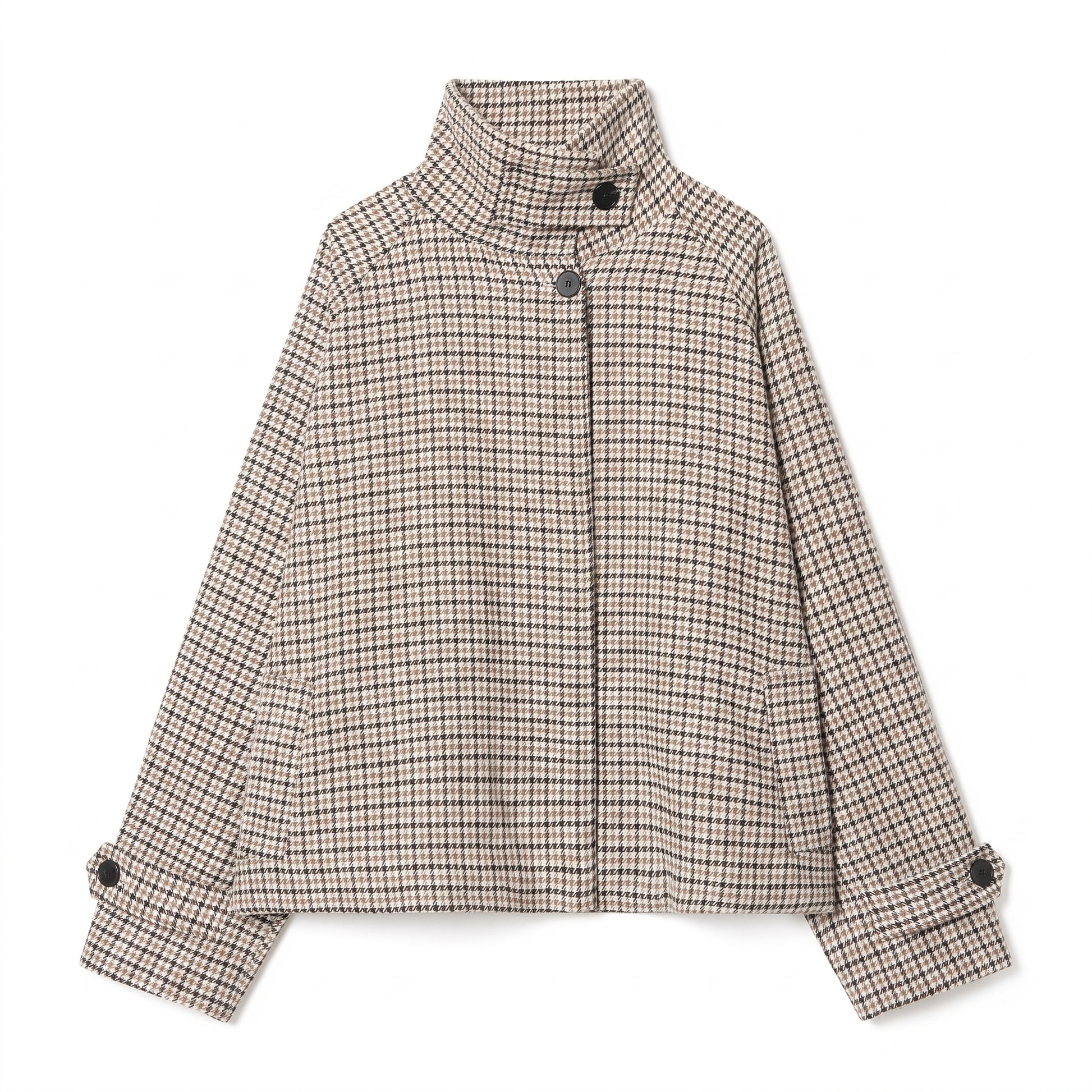 Sunoire myst za women s clothing 2026 spring new arrival stylish elegant simple and versatile houndstooth short jacket garment flatlay 01