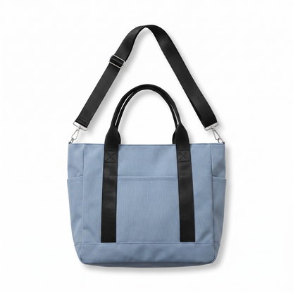 nadia beige canvas tote bag in Blue colorway image