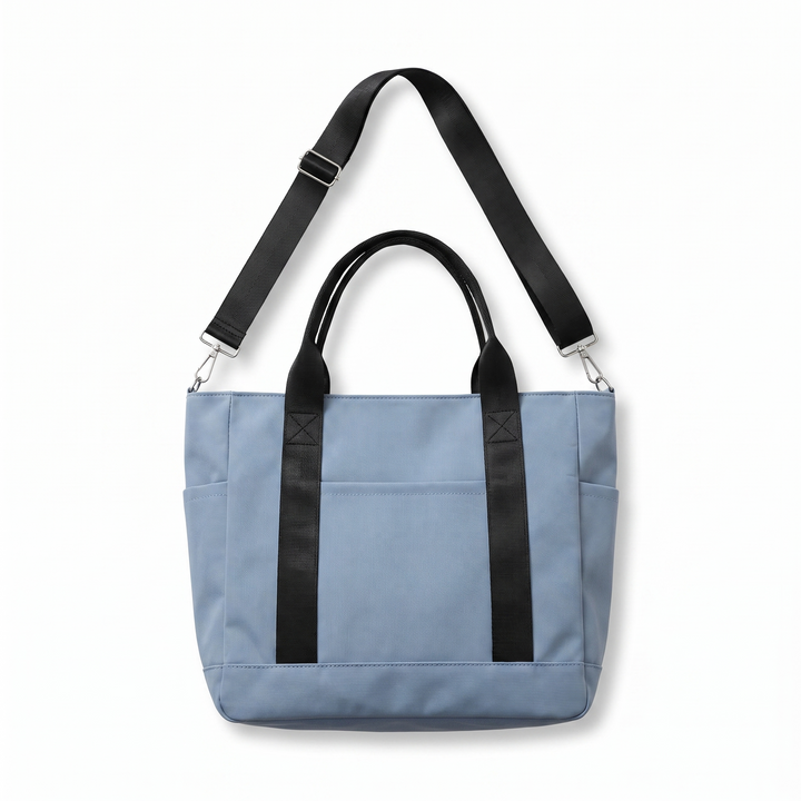 Canvas Tote Bag – Beige Everyday Casual Shopper Tote — Blue