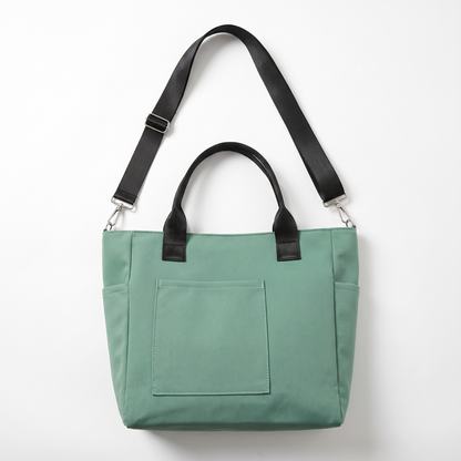 nadia beige canvas tote bag in Green colorway image