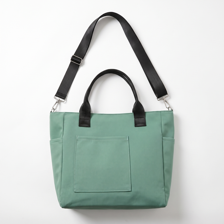 Canvas Tote Bag – Beige Everyday Casual Shopper Tote — Green