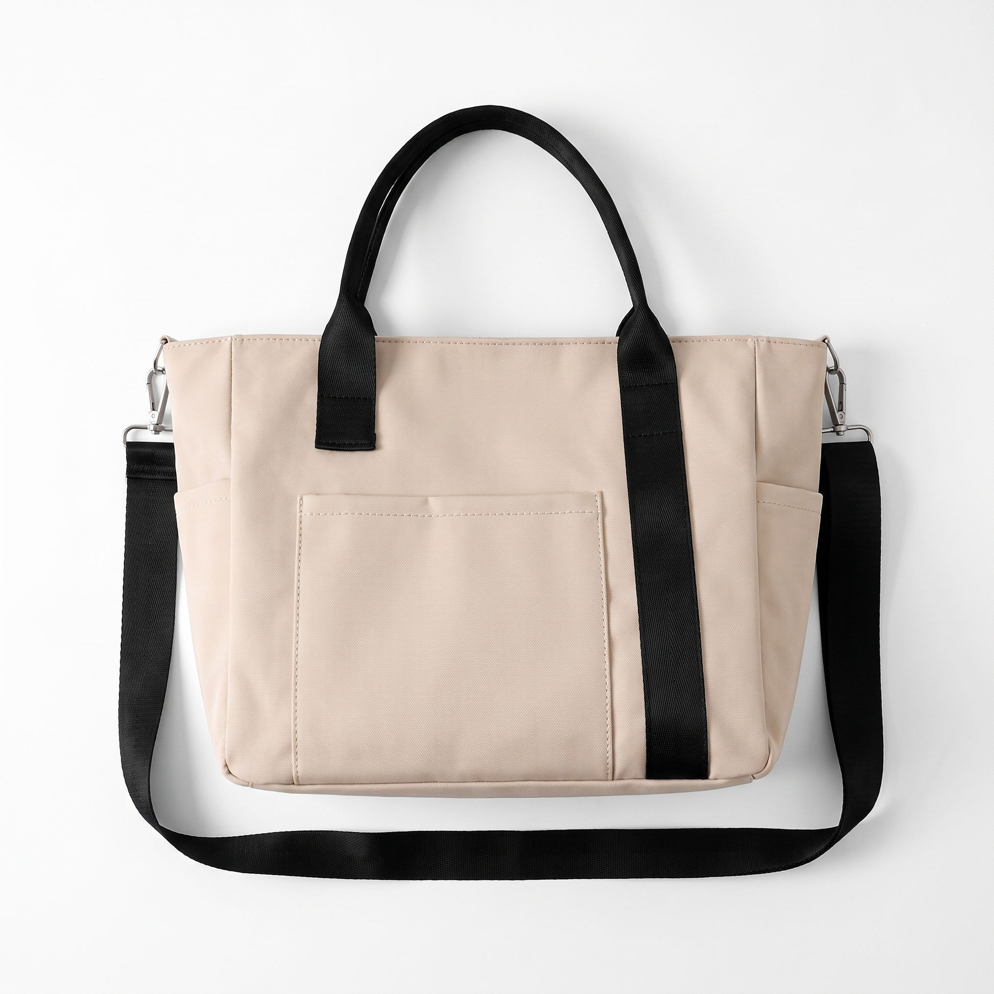 Sunoire nadia beige canvas tote bag garment flatlay 01