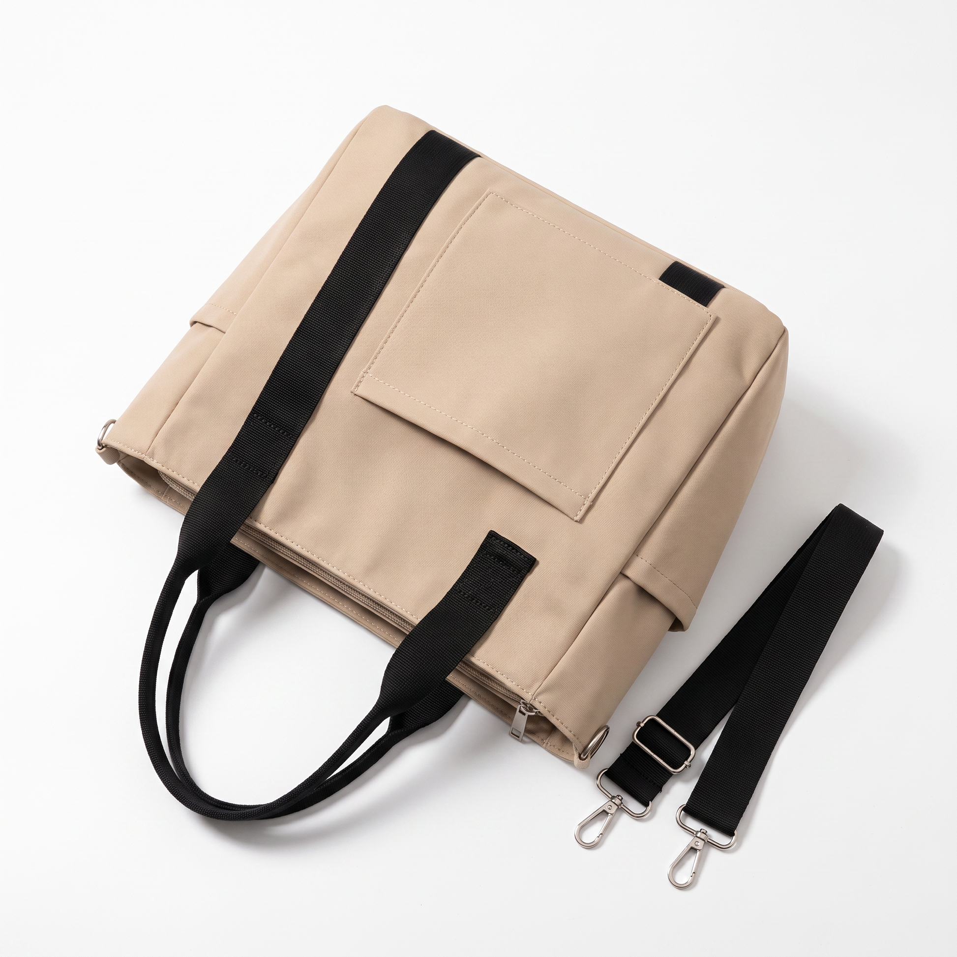 Sunoire nadia beige canvas tote bag side view 01
