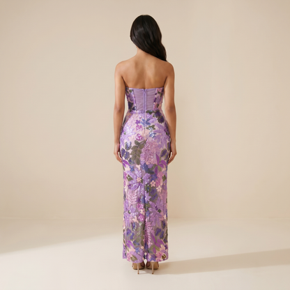 Sunoire nakoa strapless sequin embroidered maxi dress back view 01