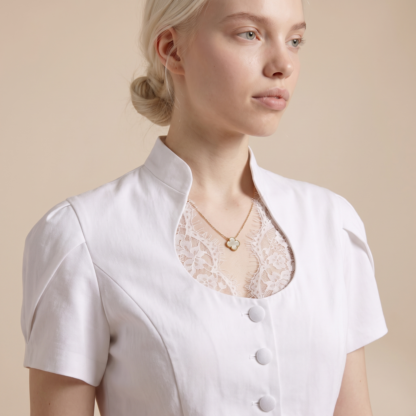 Sunoire nakoa white lace shirt top detail 01