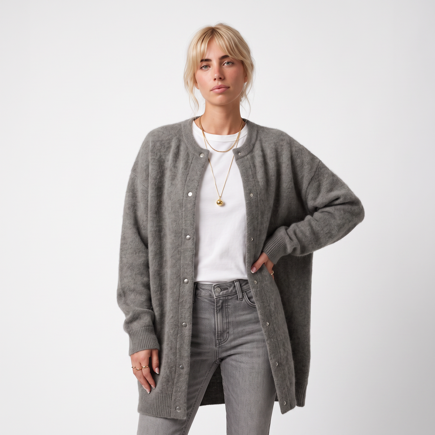 Sunoire naomi white knit dress colorway gray front crop 01