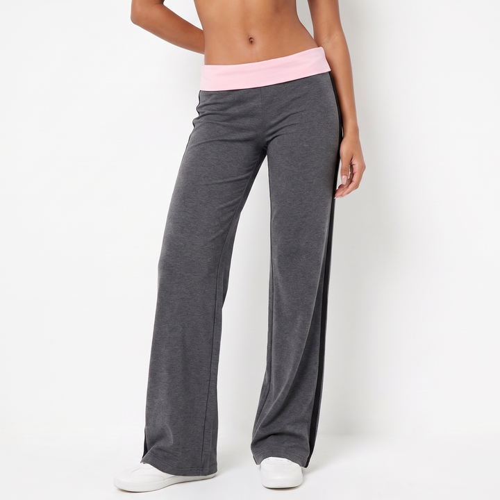 Sunoire navy foldover colorblock pants colorway deep gray front crop 01