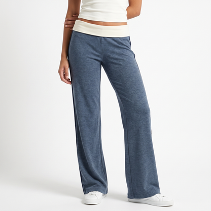 Sunoire navy foldover colorblock pants colorway denim blue front crop 01