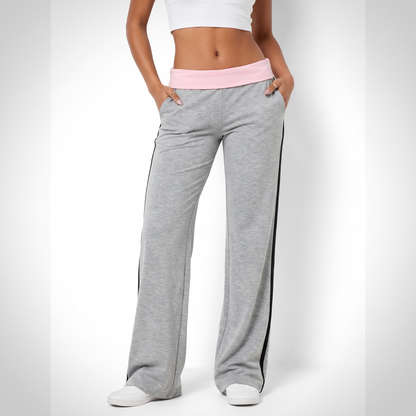 Sunoire navy foldover colorblock pants colorway light grey front crop 01