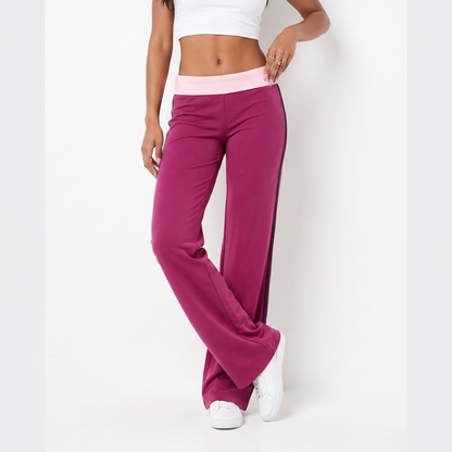Sunoire navy foldover colorblock pants colorway magenta front crop 01