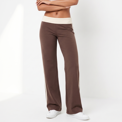 Sunoire navy foldover colorblock pants colorway mocha brown front crop 01