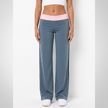 Sunoire navy foldover colorblock pants colorway slate blue front crop 01