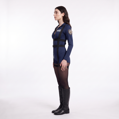 Sunoire navy zip front long sleeve bodysuit side view 01