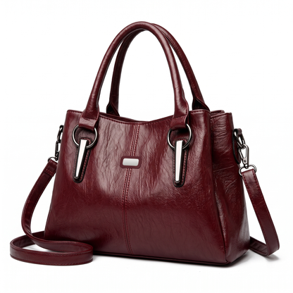 Women's Structured Faux Leather Bag, three-quarter view