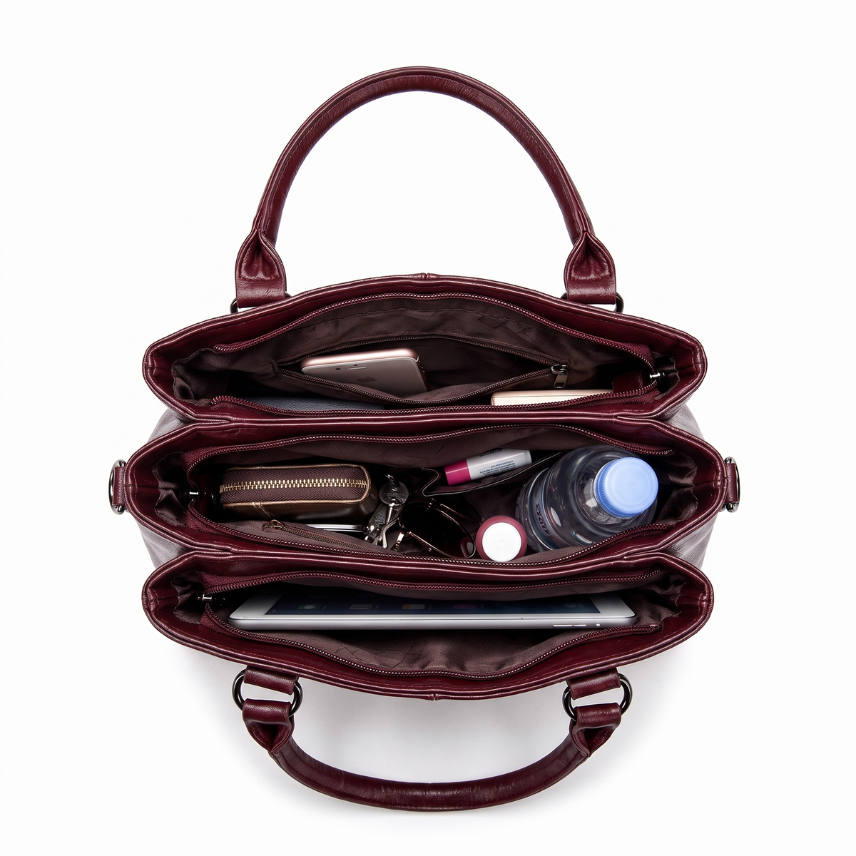 Women's Structured Faux Leather Bag, interior