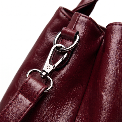 Women's Structured Faux Leather Bag, hardware close-up