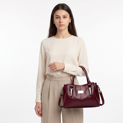 Women's Structured Faux Leather Bag, worn by a model