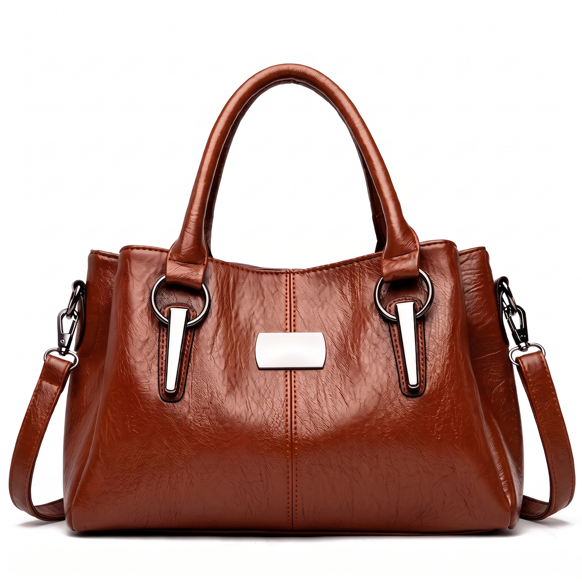 Sunoire new arrival luxury women s square messenger foldable handbags with zipper closure waterproof portable large capacity colorway cognac brown