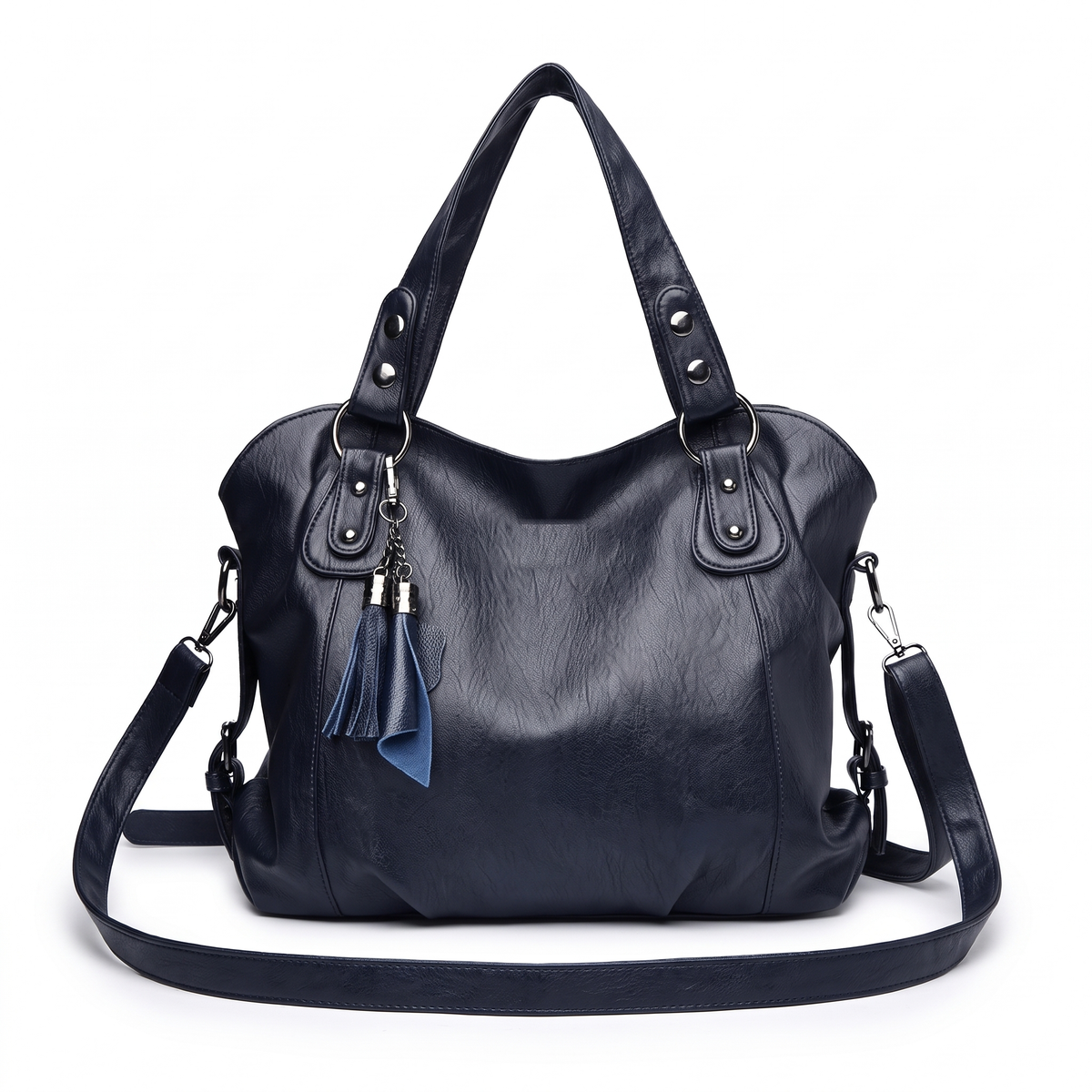Sunoire new fashion women s handbags with zipper closure pu material chain strap tassel decoration large capacity luxury design 01 front