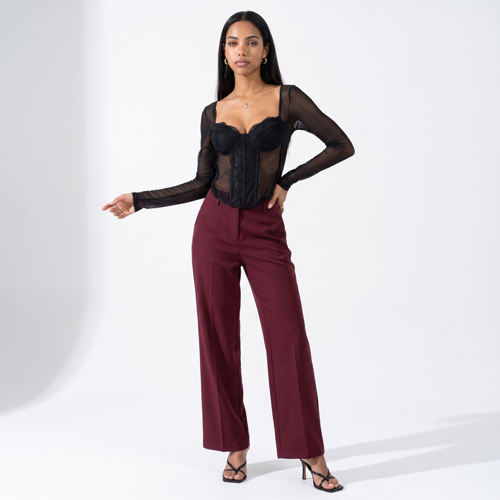 Sunoire new sexy hot girl lace solid color fishbone autumn long sleeve women s top 60933 front hero 01