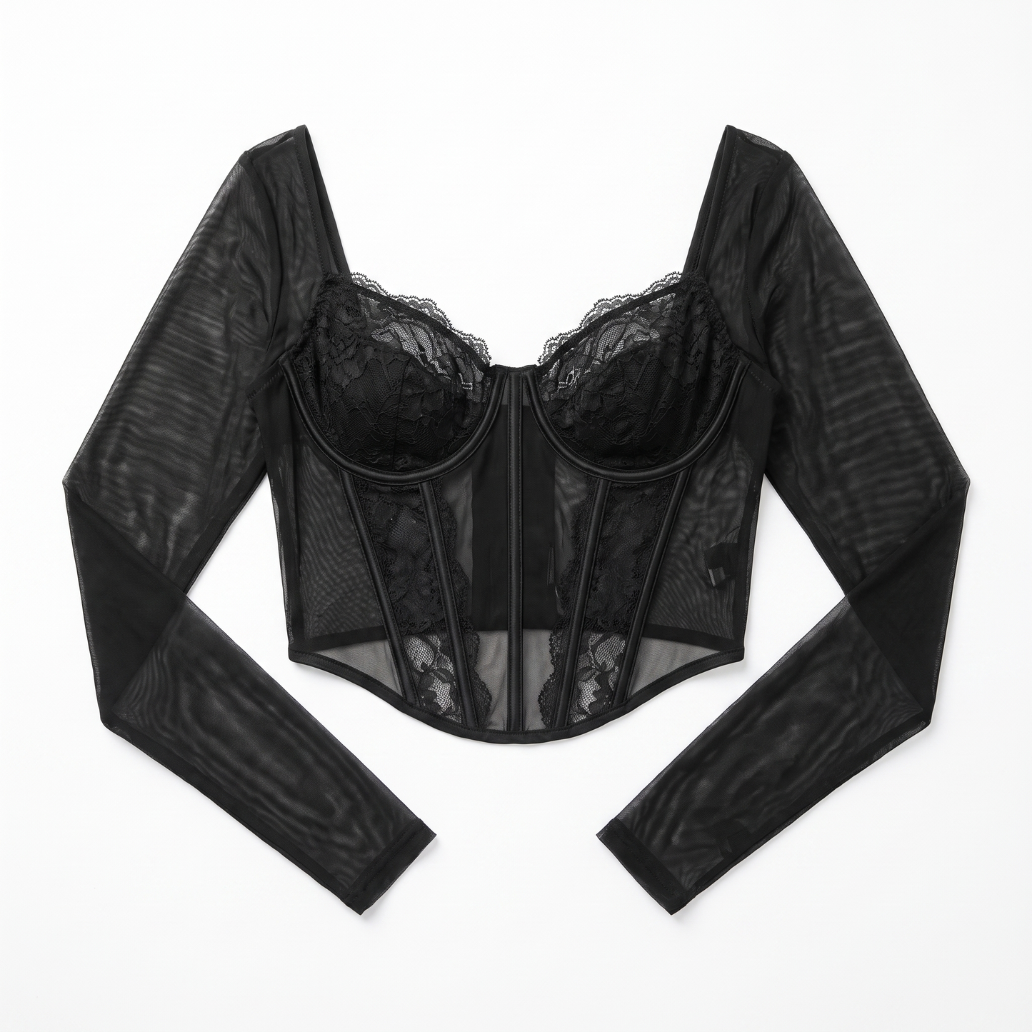 Sunoire new sexy hot girl lace solid color fishbone autumn long sleeve women s top 60933 garment flatlay 01