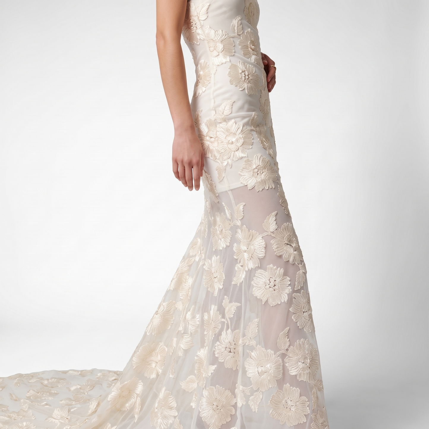 Sunoire new sexy lace 3d flower mermaid maxi dress women sleeveless embroidered floral long dress elegant evening party wedding gowns worn detail 01