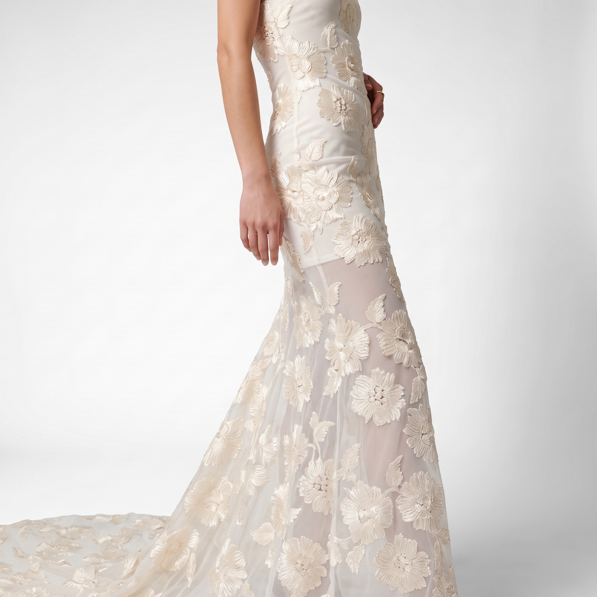 Sunoire new sexy lace 3d flower mermaid maxi dress women sleeveless embroidered floral long dress elegant evening party wedding gowns worn detail 01