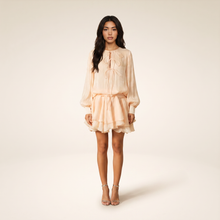 Sunoire next love apricot lace up ruffle hem mini dress front hero 01