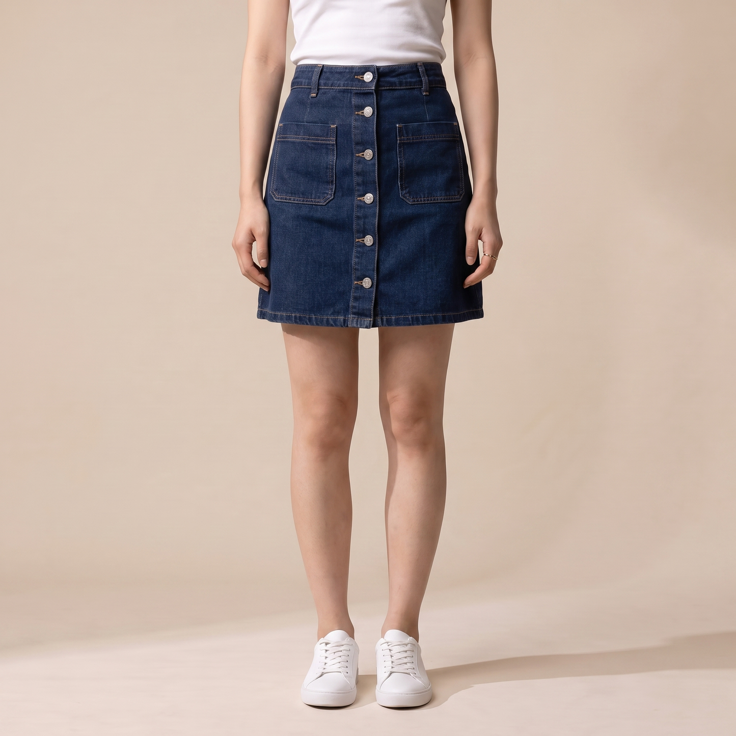 Sunoire nina blue denim skirt bottom front crop 01