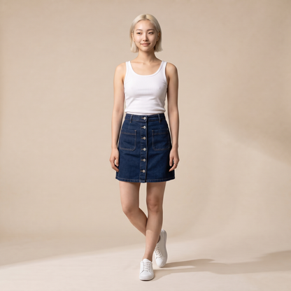 Sunoire nina blue denim skirt front hero 01