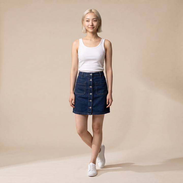 Sunoire nina blue denim skirt front hero 01