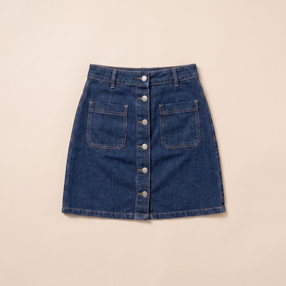 Sunoire nina blue denim skirt garment flatlay 01