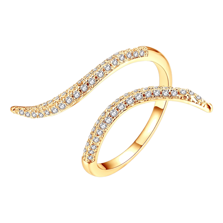 Sunoire wholesale jewelry 925 sterling silver simplicity diamond adjustable rings gold rose gose plated irregular open rings for women 01 flatlay kr0315 gold