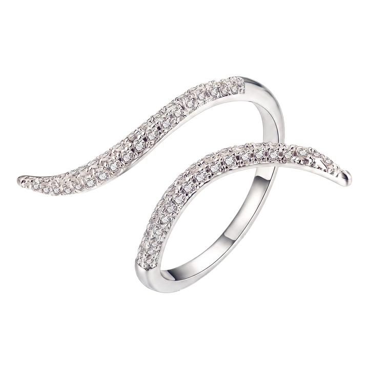 Nina Wave Bypass Ring — Silver