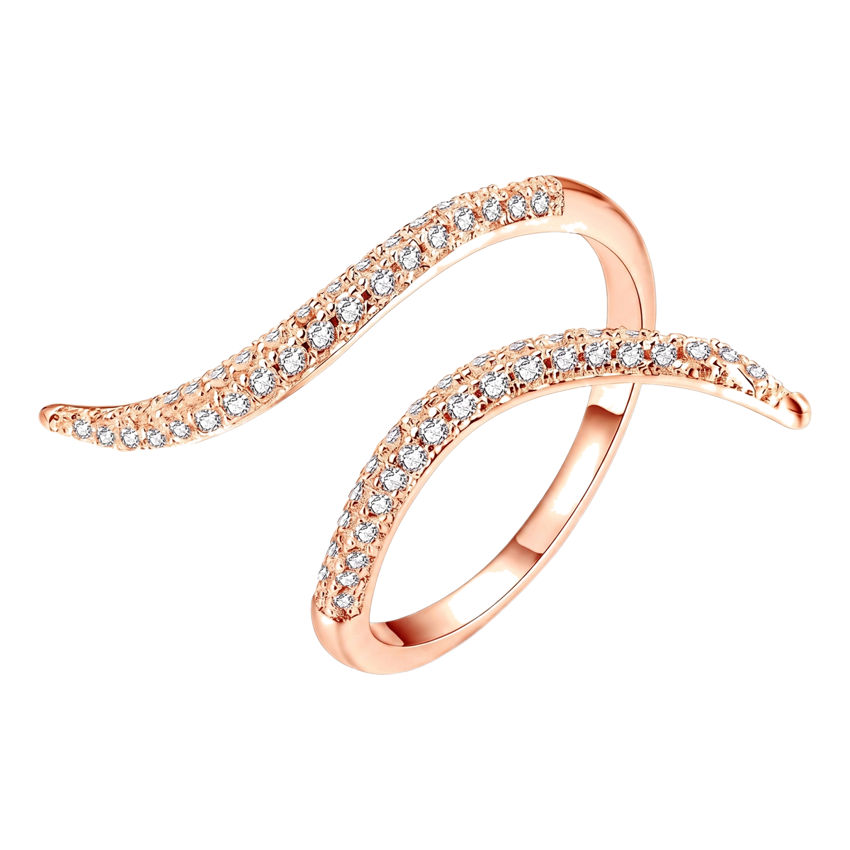 Sunoire wholesale jewelry 925 sterling silver simplicity diamond adjustable rings gold rose gose plated irregular open rings for women 04 flatlay kr0315 rose gold