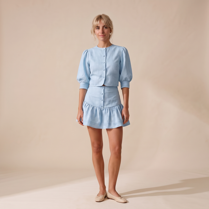 Sunoire nina pink cotton set colorway light blue front hero 01