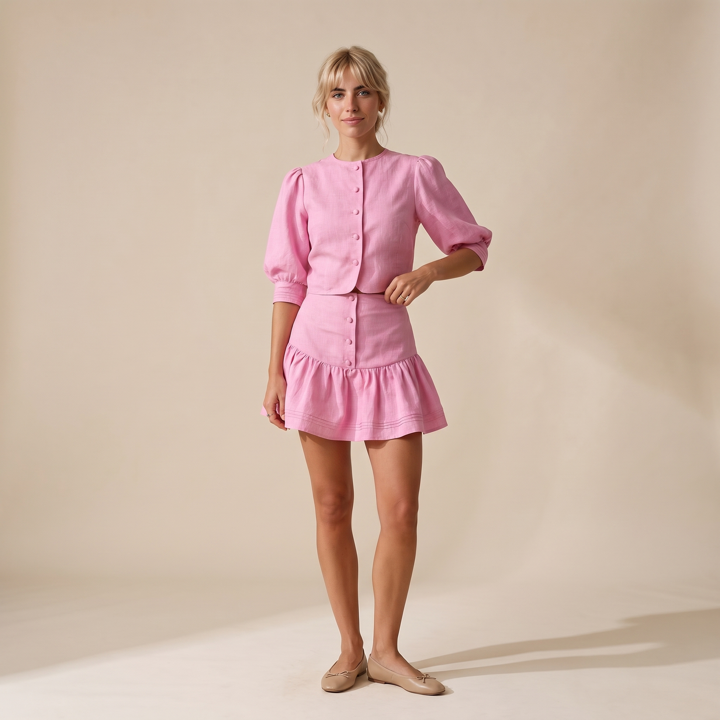 Sunoire nina pink cotton set front hero 01