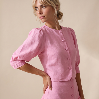 Sunoire nina pink cotton set worn detail 01