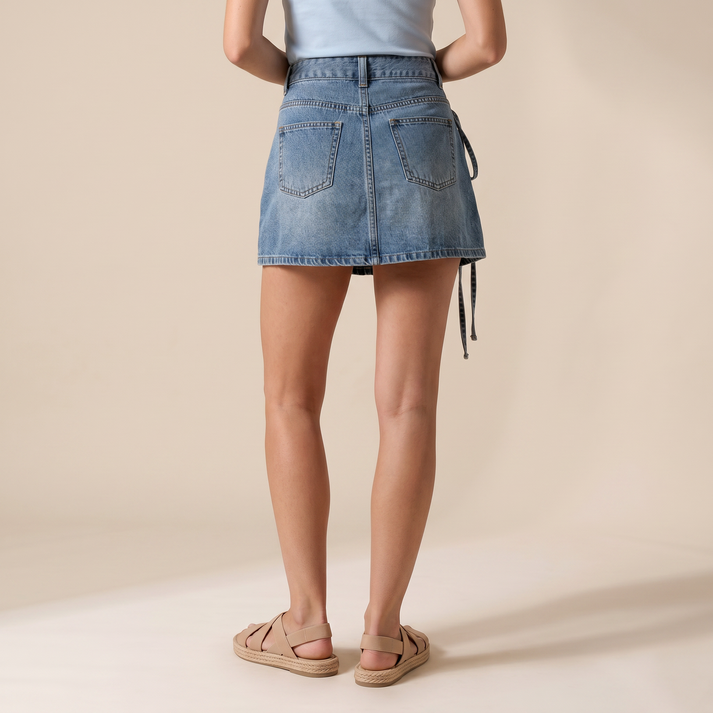 Sunoire noelle blue denim skirt bottom back crop 01