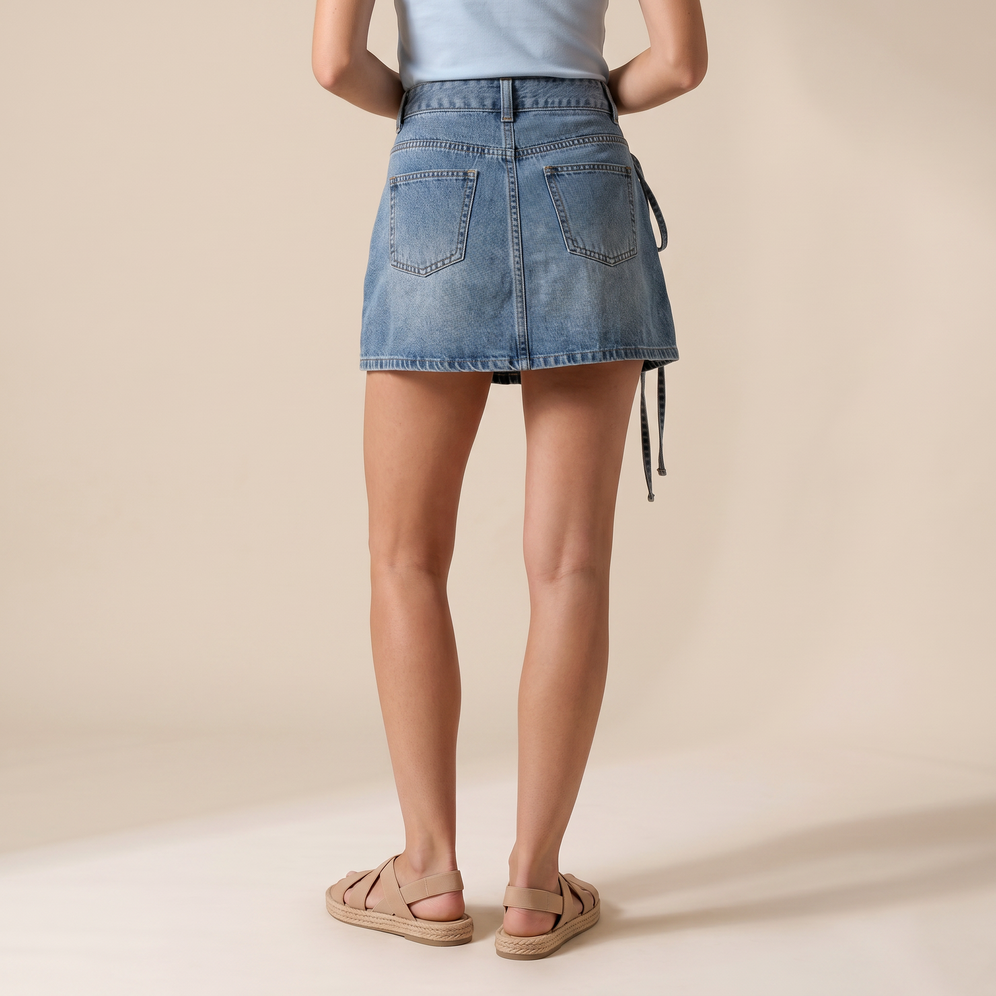 Sunoire noelle blue denim skirt bottom back crop 01
