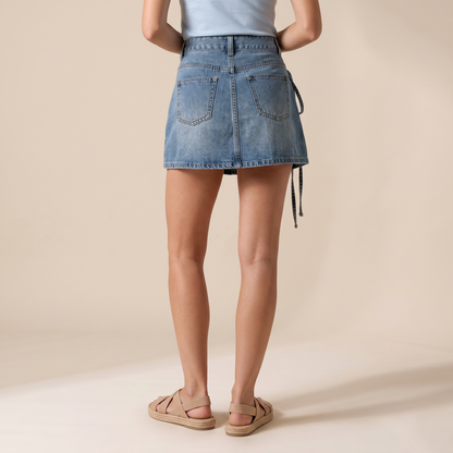 Sunoire noelle blue denim skirt bottom back crop 01