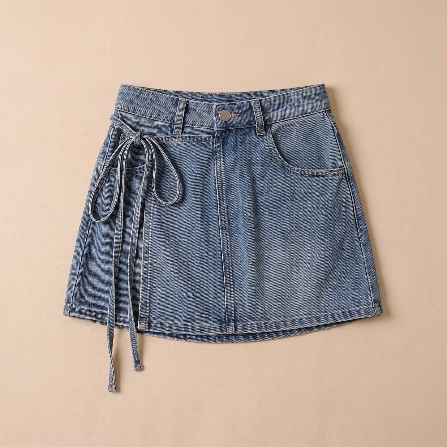Sunoire noelle blue denim skirt garment flatlay 01